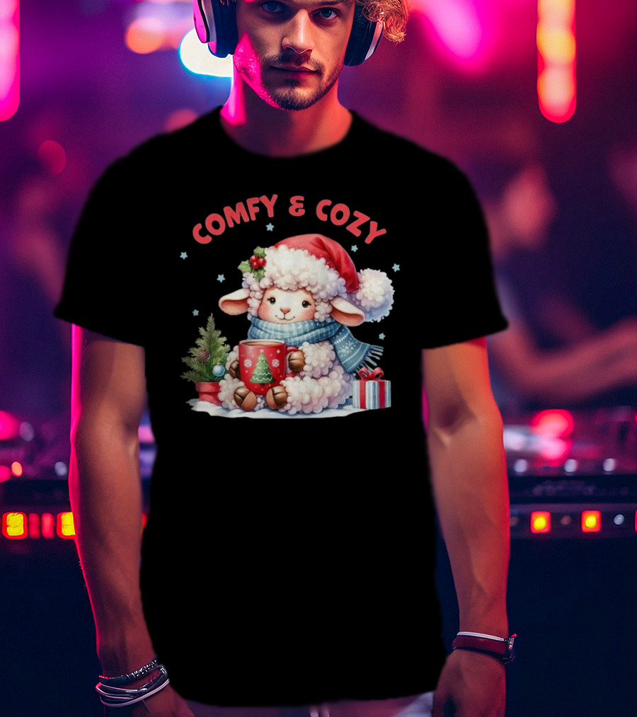 Comfy And Cozy Sheep Christmas T-Shirt