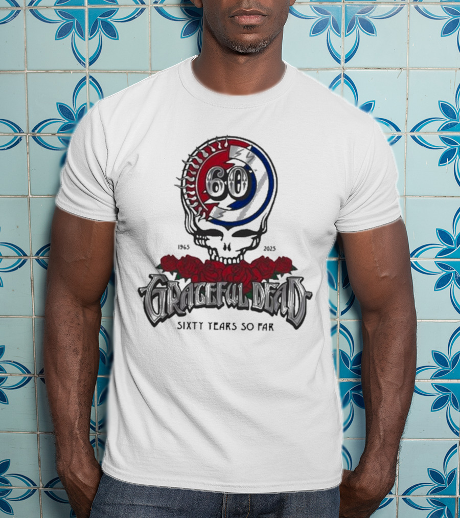 60 Years So Far 1965-2025 Grateful Dead Skull Roses T-Shirt