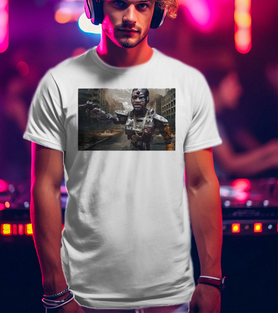 Errl Gangsta Droyd Robot Cyborg In Post-Apocalyptic City Scene T-Shirt