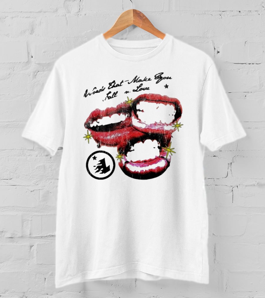 Lonely Hearts Club Words That Make You Fall In Love Lips Stars T-Shirt