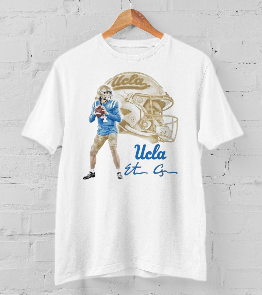 Ethan Garbers UCLA Football Quarterback Signature With Helmet T-Shirt