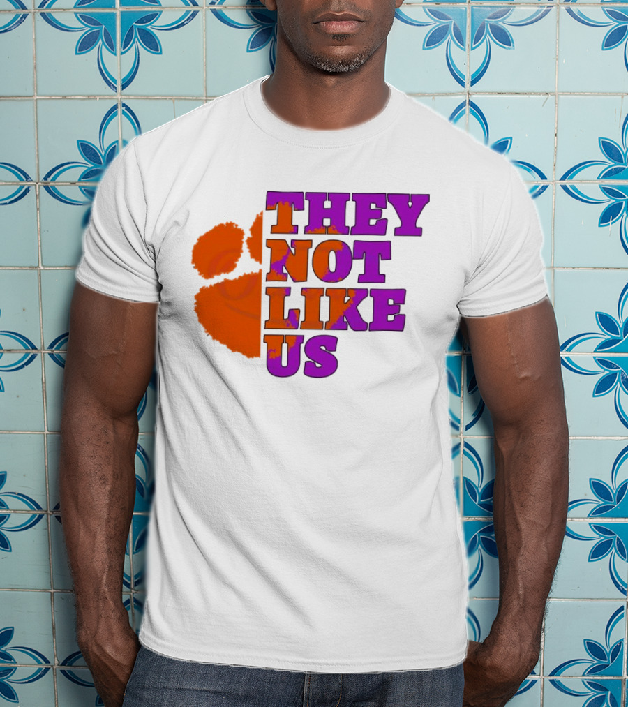 They Not Like Us Clemson Tigers College Football 2025 Orange Paw Prints T-Shirt