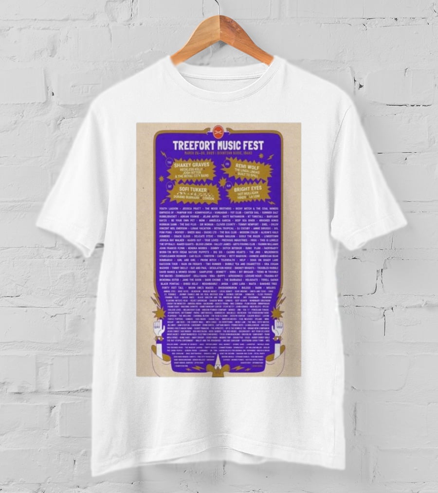 Treefort Music Fest March 26-30 2025 Downtown Boise Idaho Featuring Shakey Graves Remi Wolf Sofi Tukker Bright Eyes T-Shirt