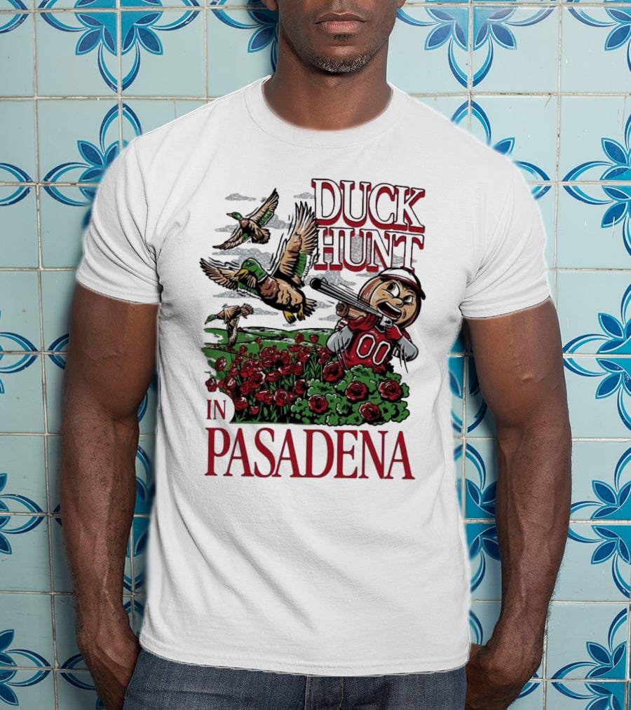 Duck Hunt In Pasadena Football Roses Retro Style T-Shirt