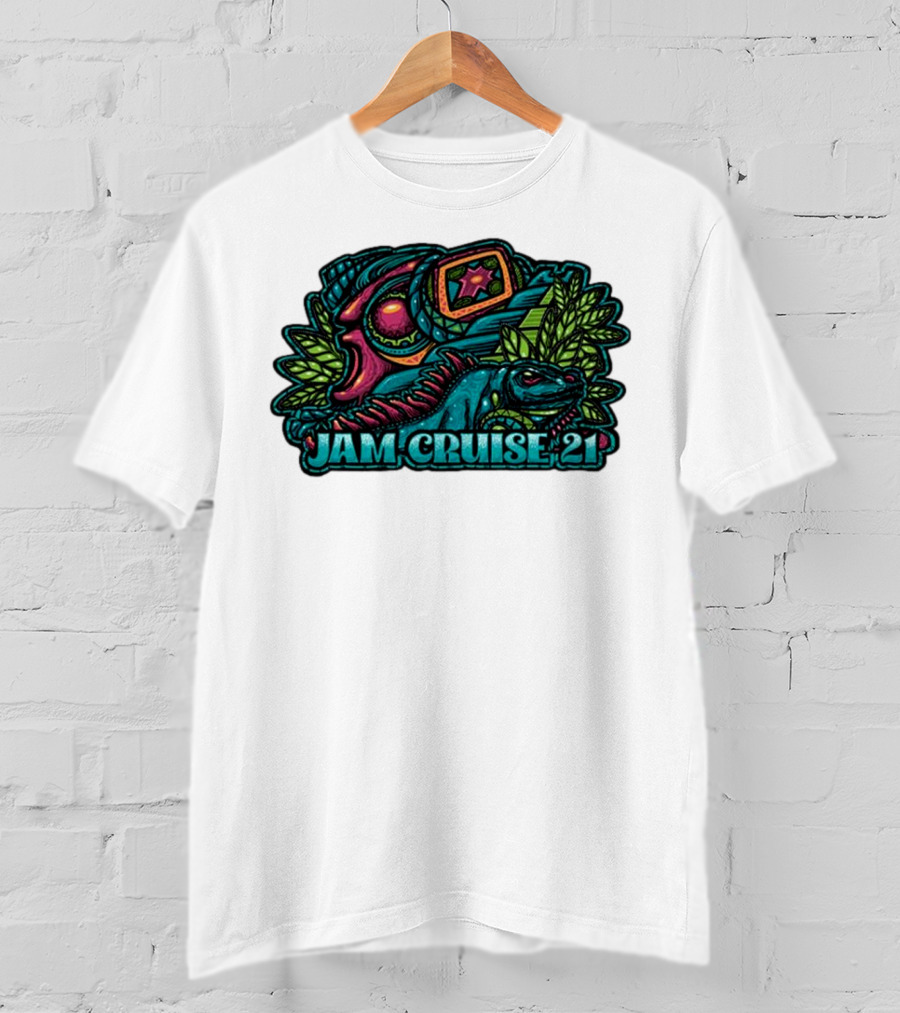 Jam Cruise 21 Jeff Wood 2025 Psychedelic Iguana And Space Elements T-Shirt