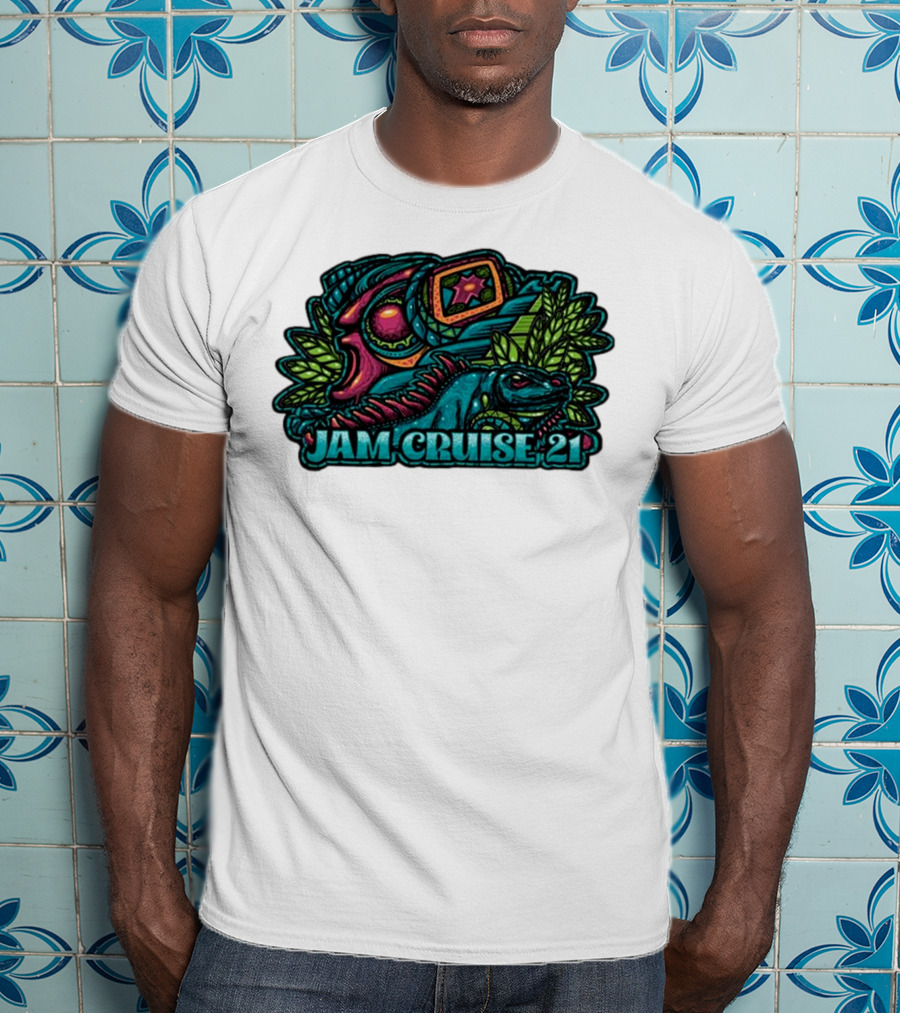 Jam Cruise 21 Jeff Wood 2025 Psychedelic Iguana And Space Elements T-Shirt