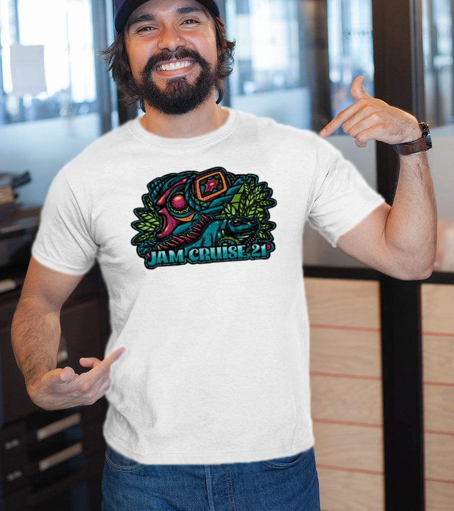 Jam Cruise 21 Jeff Wood 2025 Psychedelic Iguana And Space Elements T-Shirt