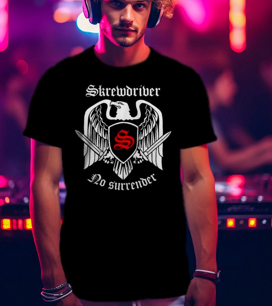 Skrewdriver No Surrender Eagle Shield Sword T-Shirt
