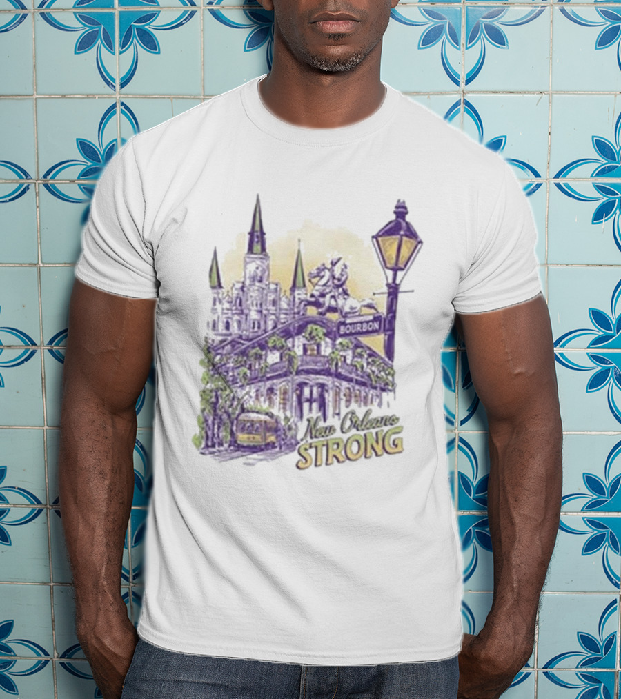 New Orleans Strong Bourbon Street Charity Iconography T-Shirt
