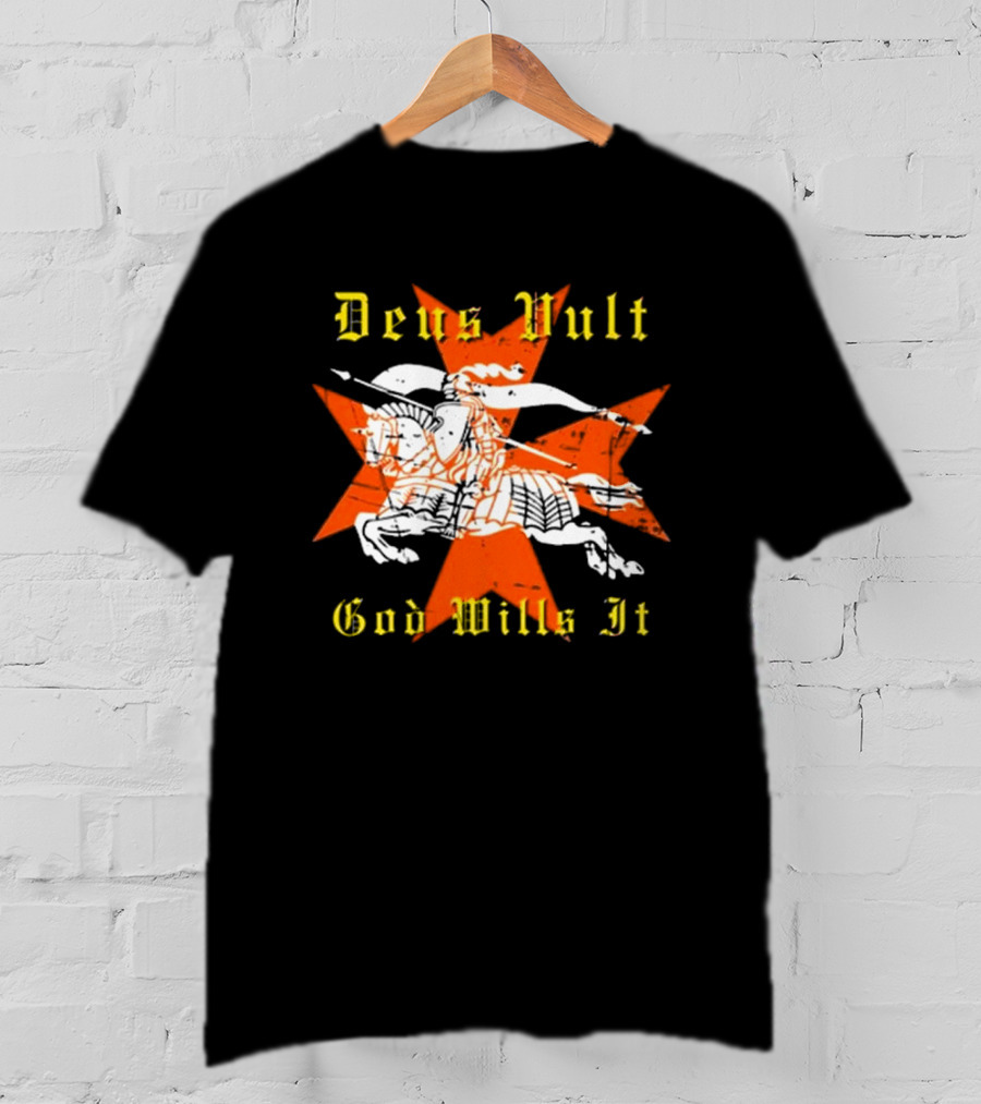 Deus Vult God Wills It Maltese Cross Knight T-Shirt