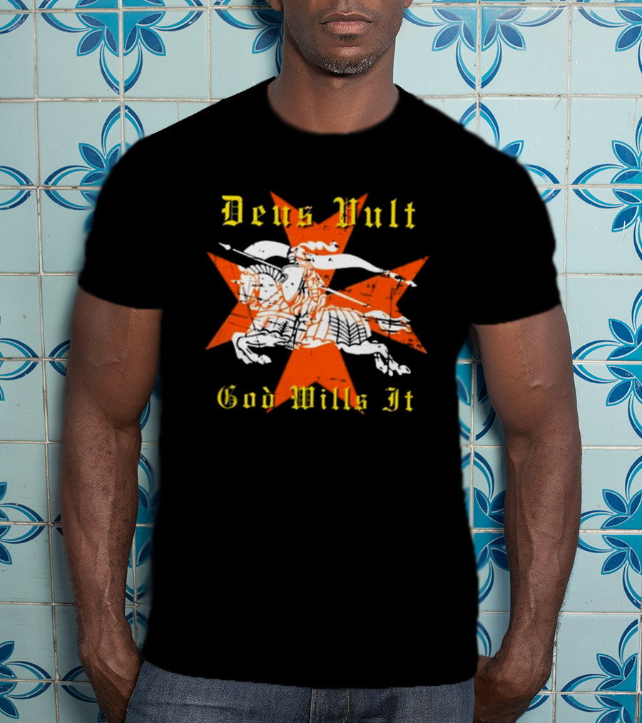 Deus Vult God Wills It Maltese Cross Knight T-Shirt