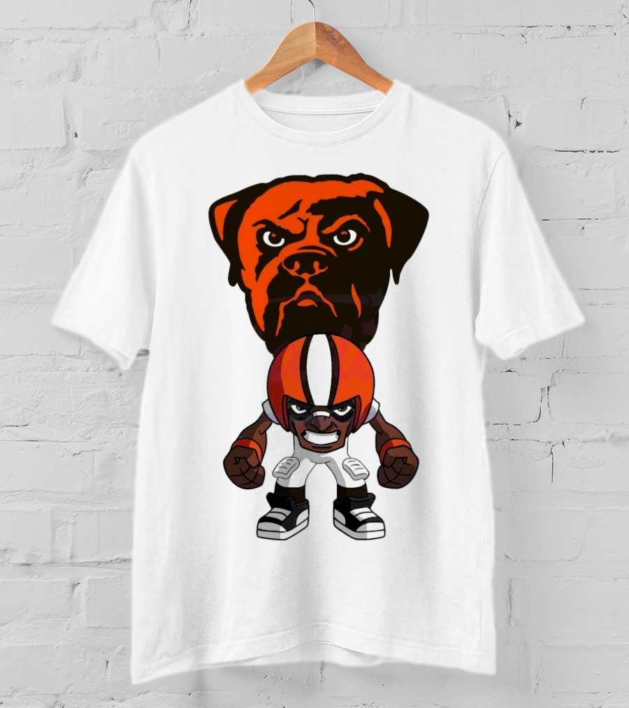 Cleveland Browns NFL Rush Zone Cartoon Character Dog 2025 T-Shirt