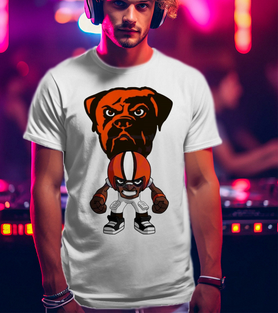 Cleveland Browns NFL Rush Zone Cartoon Character Dog 2025 T-Shirt