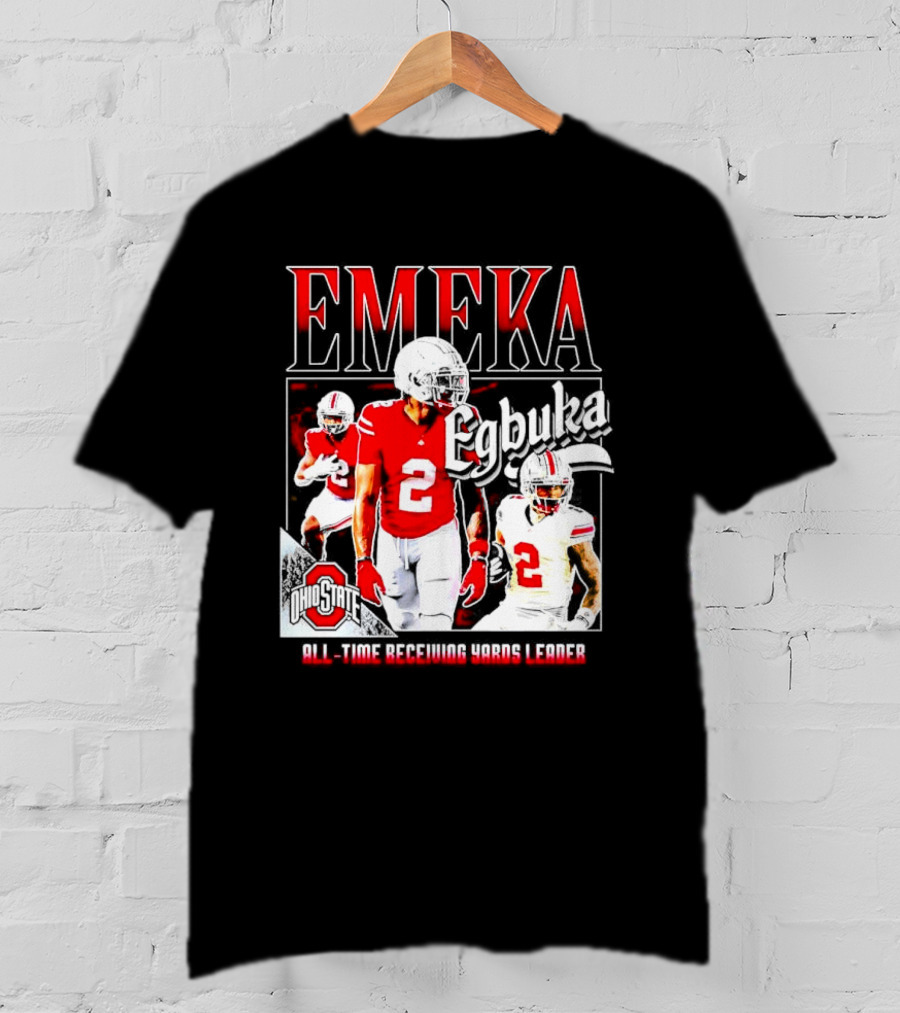 Ohio State Buckeyes Emeka Egbuka All-Time Receiving Yards Leader T-Shirt