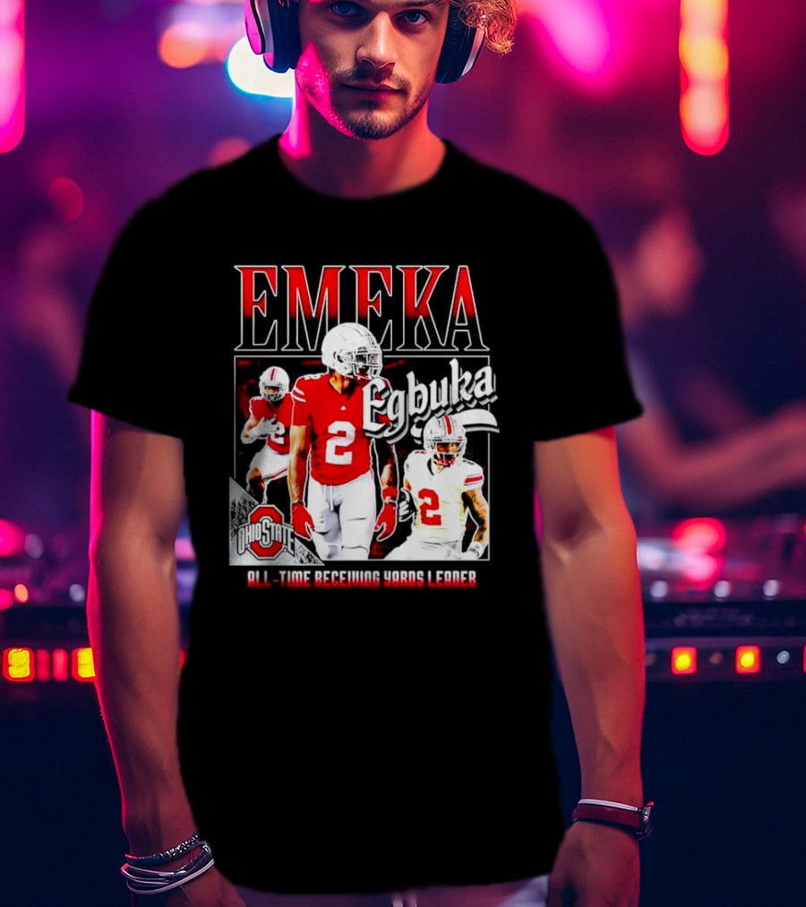 Ohio State Buckeyes Emeka Egbuka All-Time Receiving Yards Leader T-Shirt