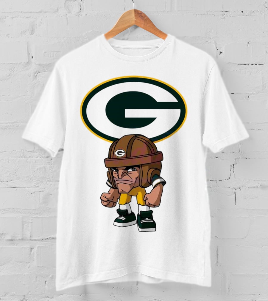 Rush Zone Green Bay Packers NFL Cartoon Character 2025 Bold Mascot T-Shirt