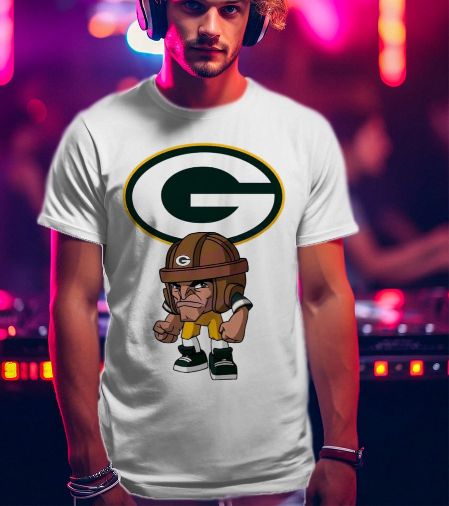 Rush Zone Green Bay Packers NFL Cartoon Character 2025 Bold Mascot T-Shirt