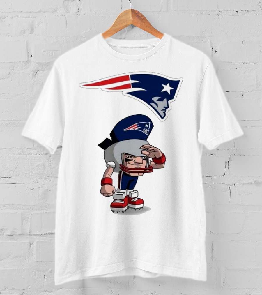 Rush Zone New England Patriots NFL Cartoon Character 2025 Saluting Player With Patriots T-Shirt