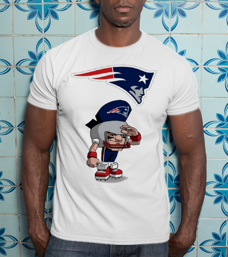Rush Zone New England Patriots NFL Cartoon Character 2025 Saluting Player With Patriots T-Shirt