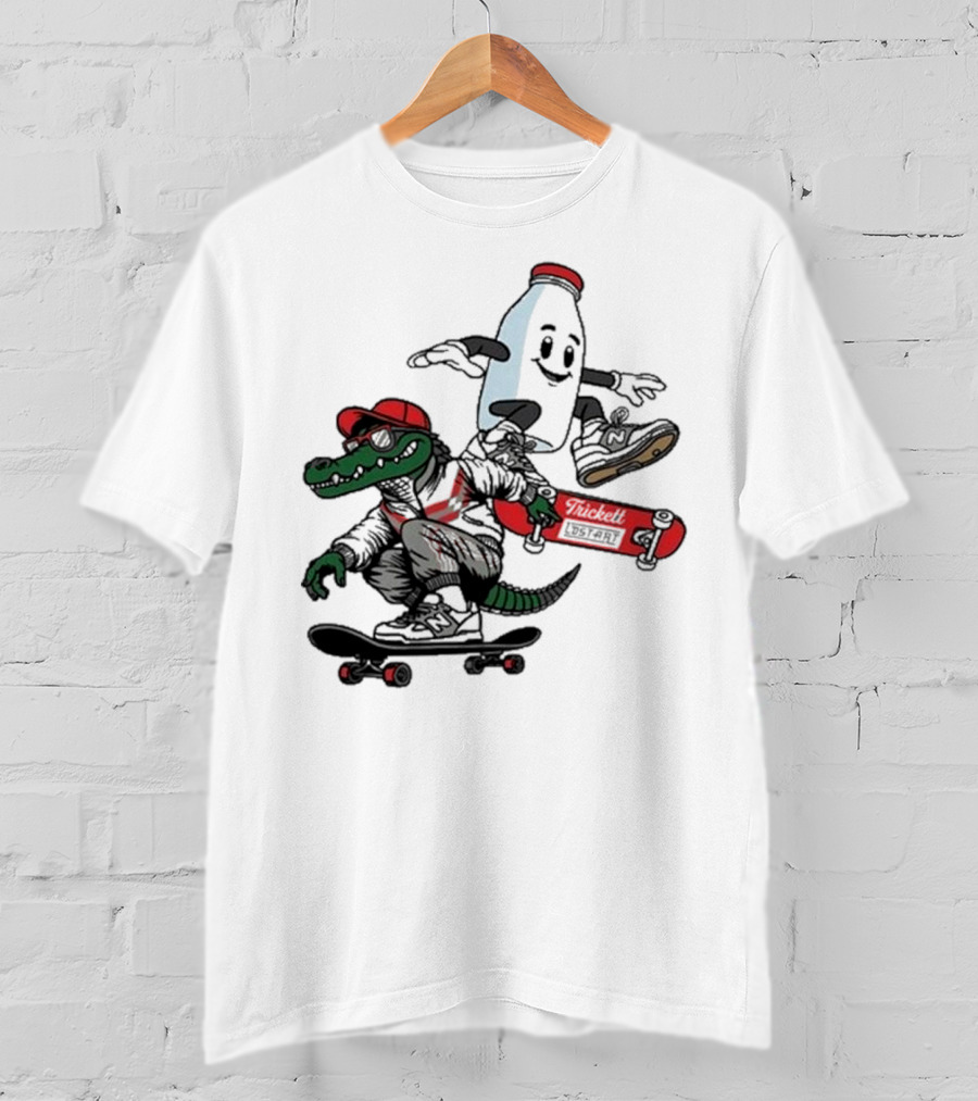 Crocodile And Milk Skateboarding Lost Art X TRiCKETT Collaboration T-Shirt