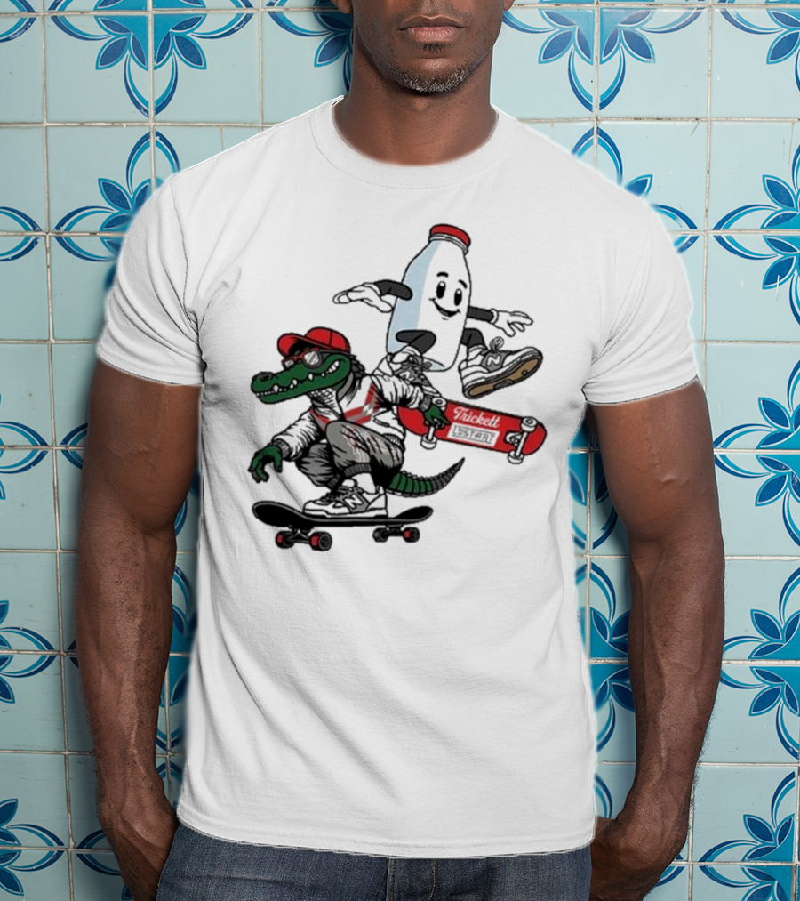 Crocodile And Milk Skateboarding Lost Art X TRiCKETT Collaboration T-Shirt