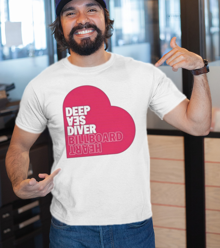Deep Sea Diver Pink Billboard Heart T-Shirt
