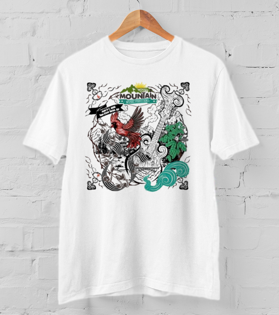 Mountain Music Festival June 5-7, 2025 New River Gorge WV Cardinal Guitar Nature Elements T-Shirt
