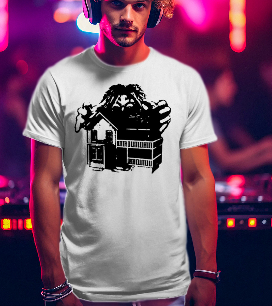 Round Neck Teenage Disaster 2025 Monster Over House T-Shirt