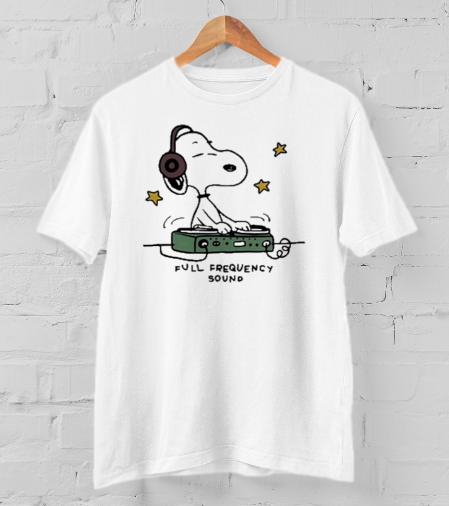 Snoopy DJ With Headphones Full Frequency Sound Stars T-Shirt