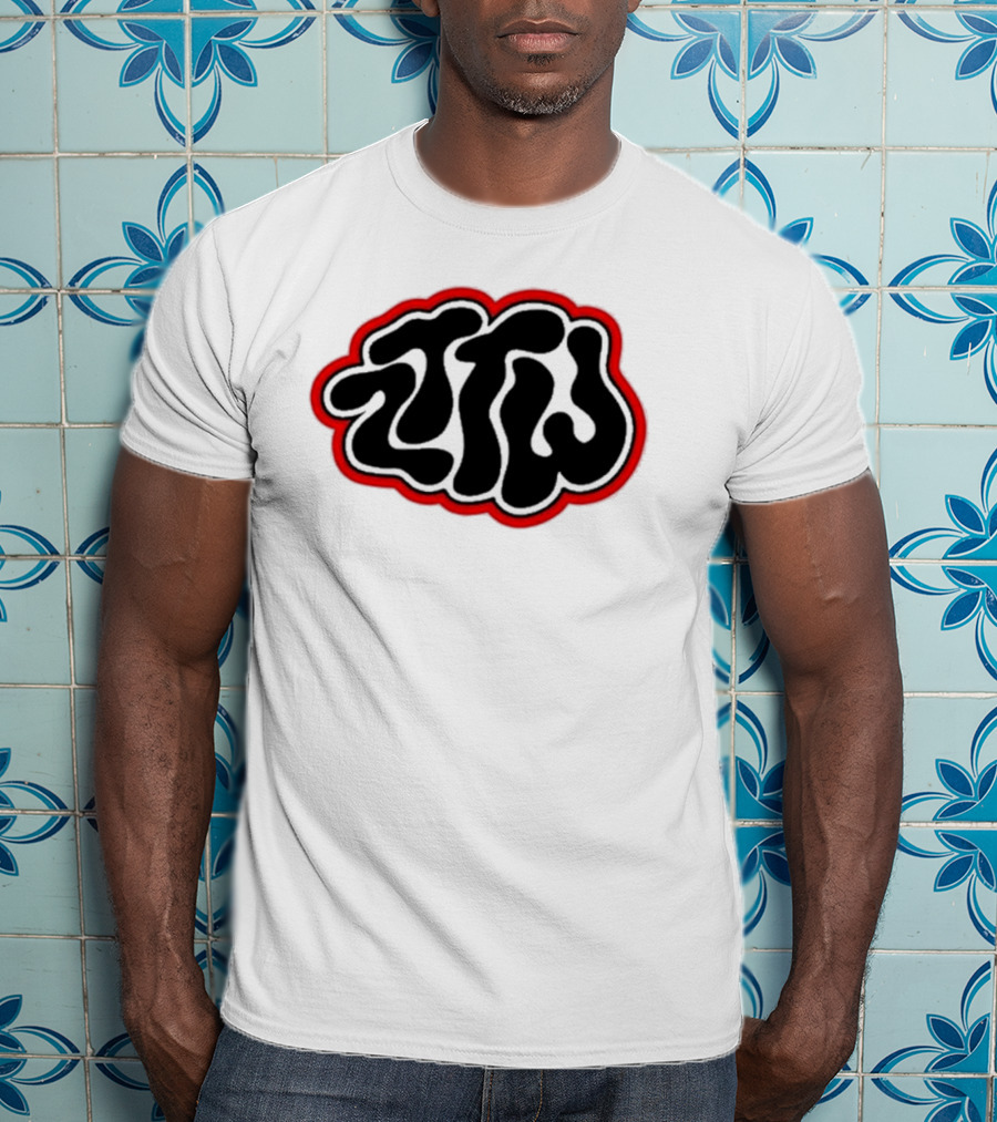 Zttw Green Logo Psychedelic Style Outline T-Shirt