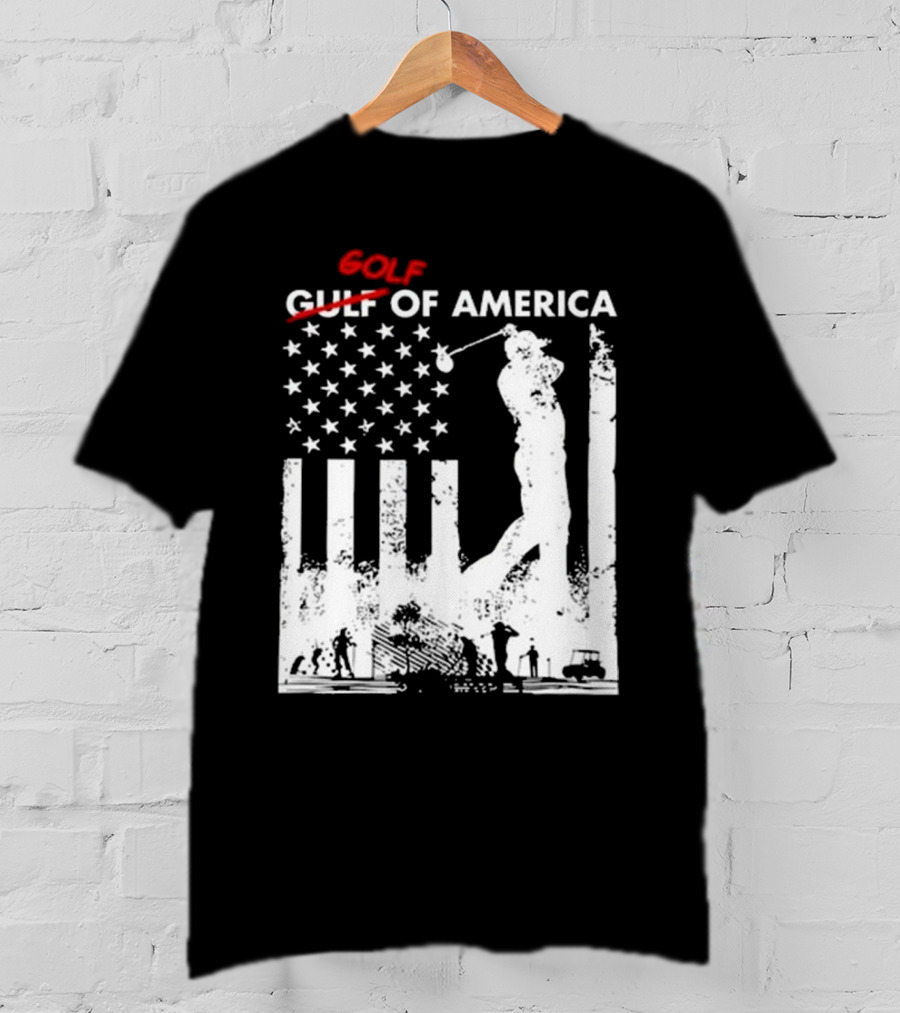 Alastor Store Golf Golf Gulf America Flag Golfer Silhouette Stars Stripes T-Shirt