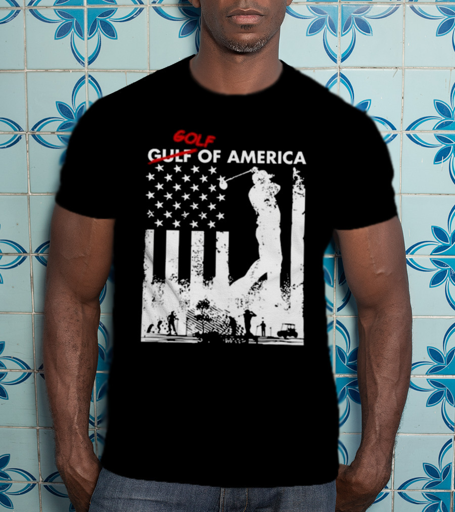 Alastor Store Golf Golf Gulf America Flag Golfer Silhouette Stars Stripes T-Shirt