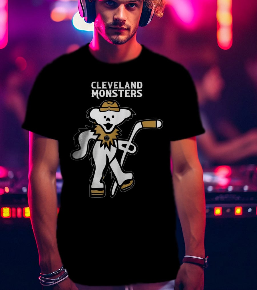 Cleveland Monsters 2025 Grateful Dead Bear Hockey Night T-Shirt