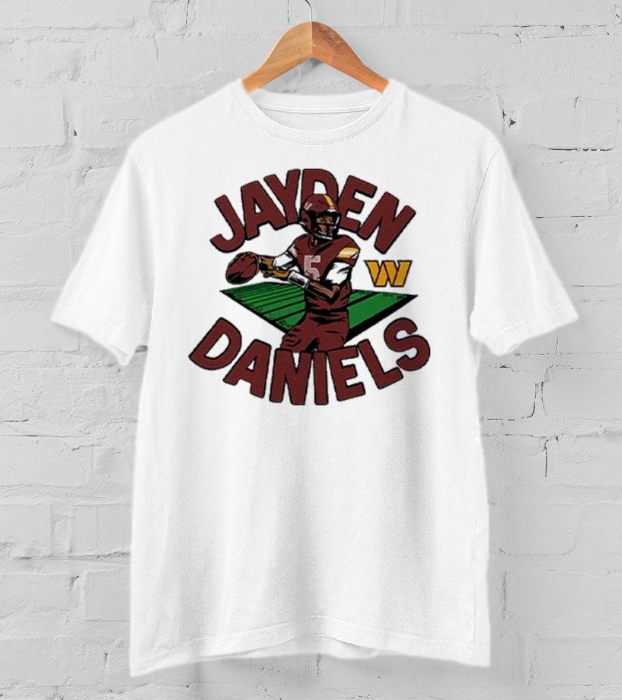 Jayden Daniels 5 Football Player Washington W T-Shirt