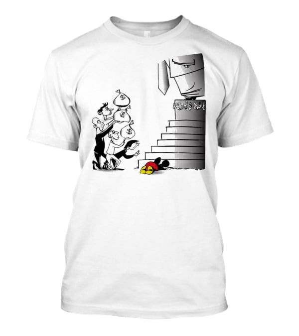 Newspaper Cartoon Economic Commentary Symbolic Imagery Money Hierarchy T-Shirt