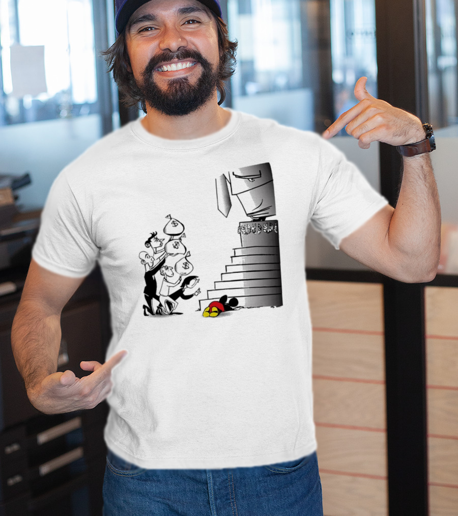 Newspaper Cartoon Economic Commentary Symbolic Imagery Money Hierarchy T-Shirt