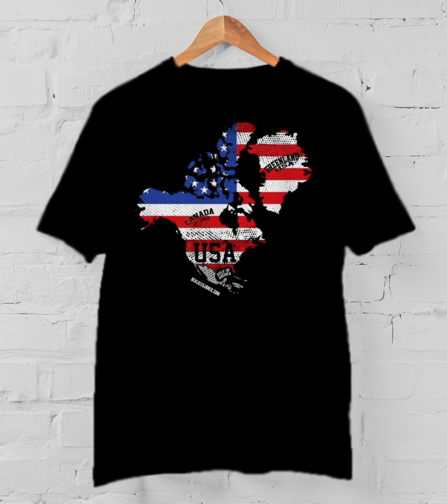 USA Canada Greenland Flag Map Bold Lines T-Shirt