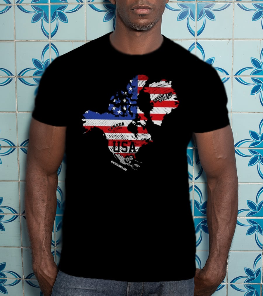 USA Canada Greenland Flag Map Bold Lines T-Shirt