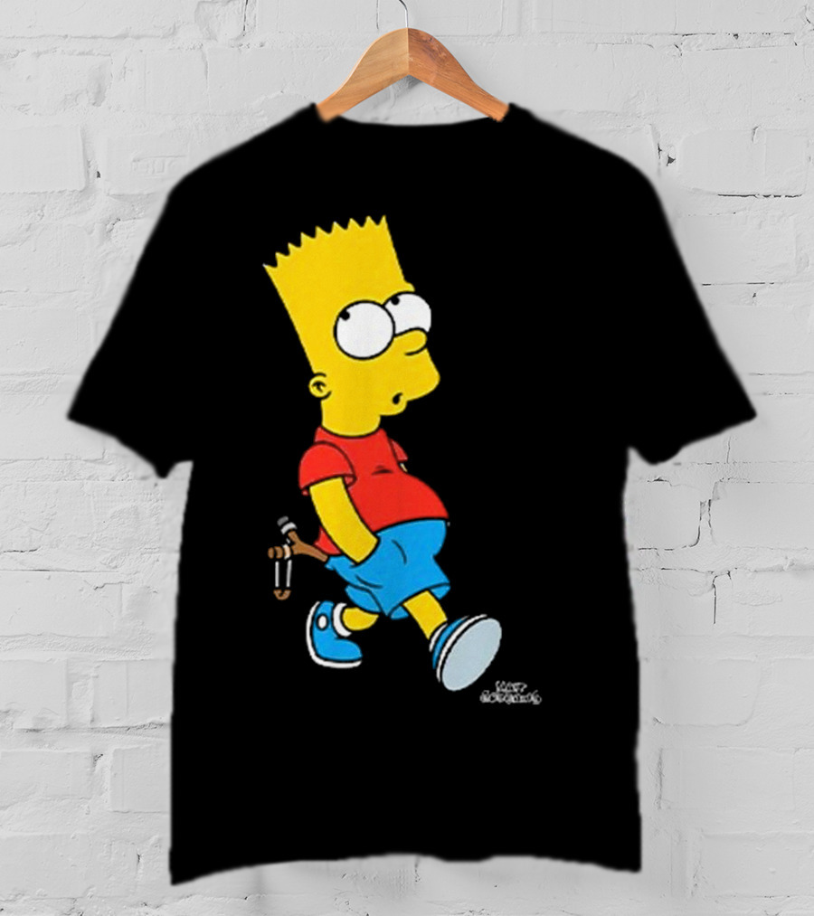 0th Century The Simpsons Bart Simpson With Slingshot Drawing T-Shirt