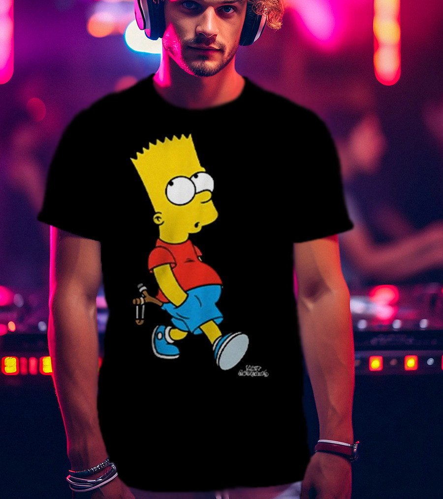 0th Century The Simpsons Bart Simpson With Slingshot Drawing T-Shirt