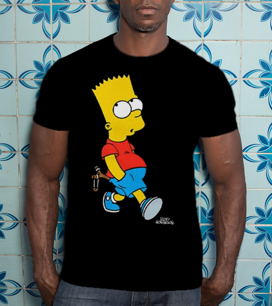 0th Century The Simpsons Bart Simpson With Slingshot Drawing T-Shirt