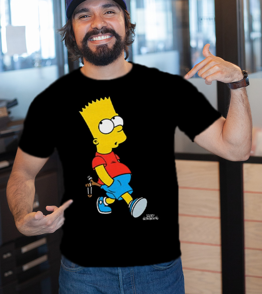 0th Century The Simpsons Bart Simpson With Slingshot Drawing T-Shirt
