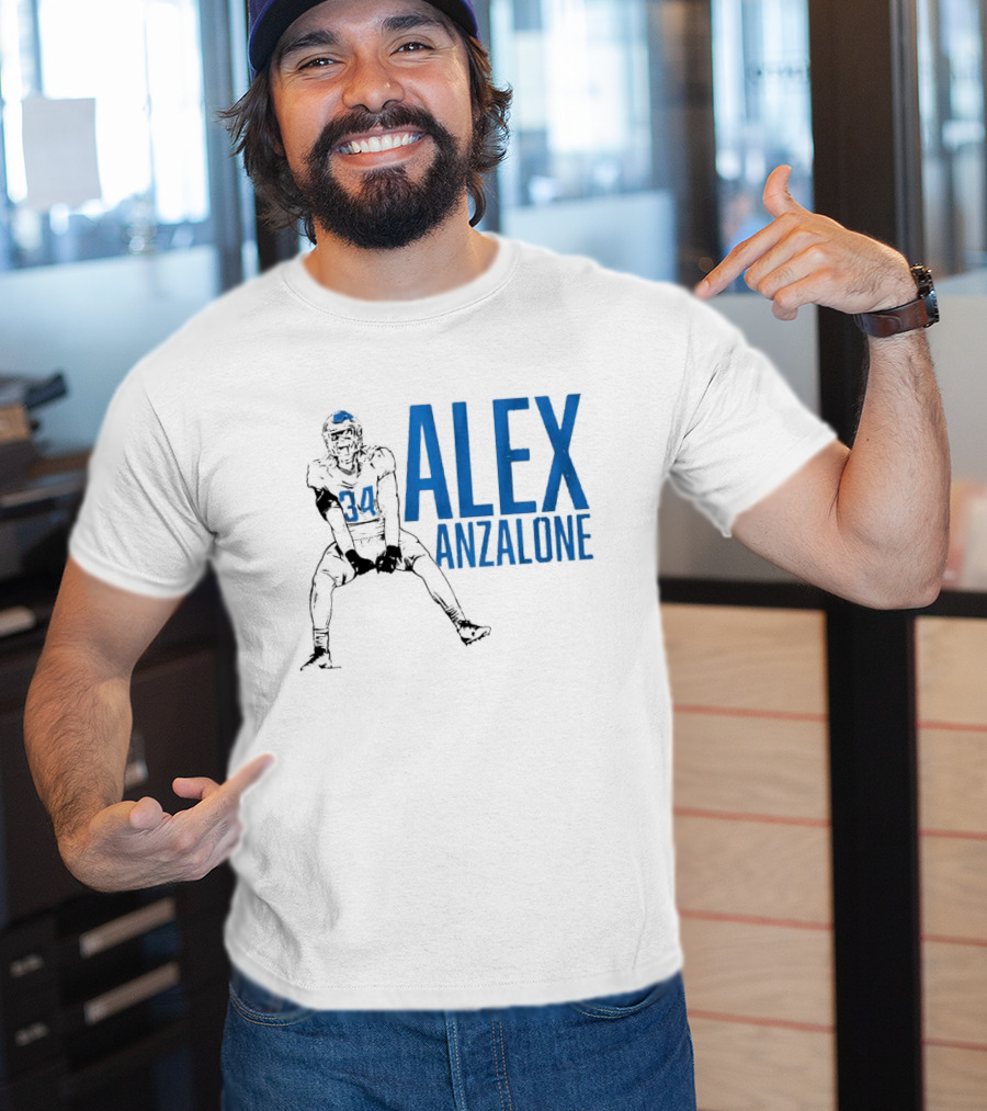 Alex Anzalone 34 Football Grit Pose T-Shirt