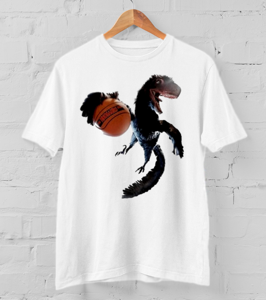 Coolioart Deinonychus Dinosaur With Spalding Basketball T-Shirt