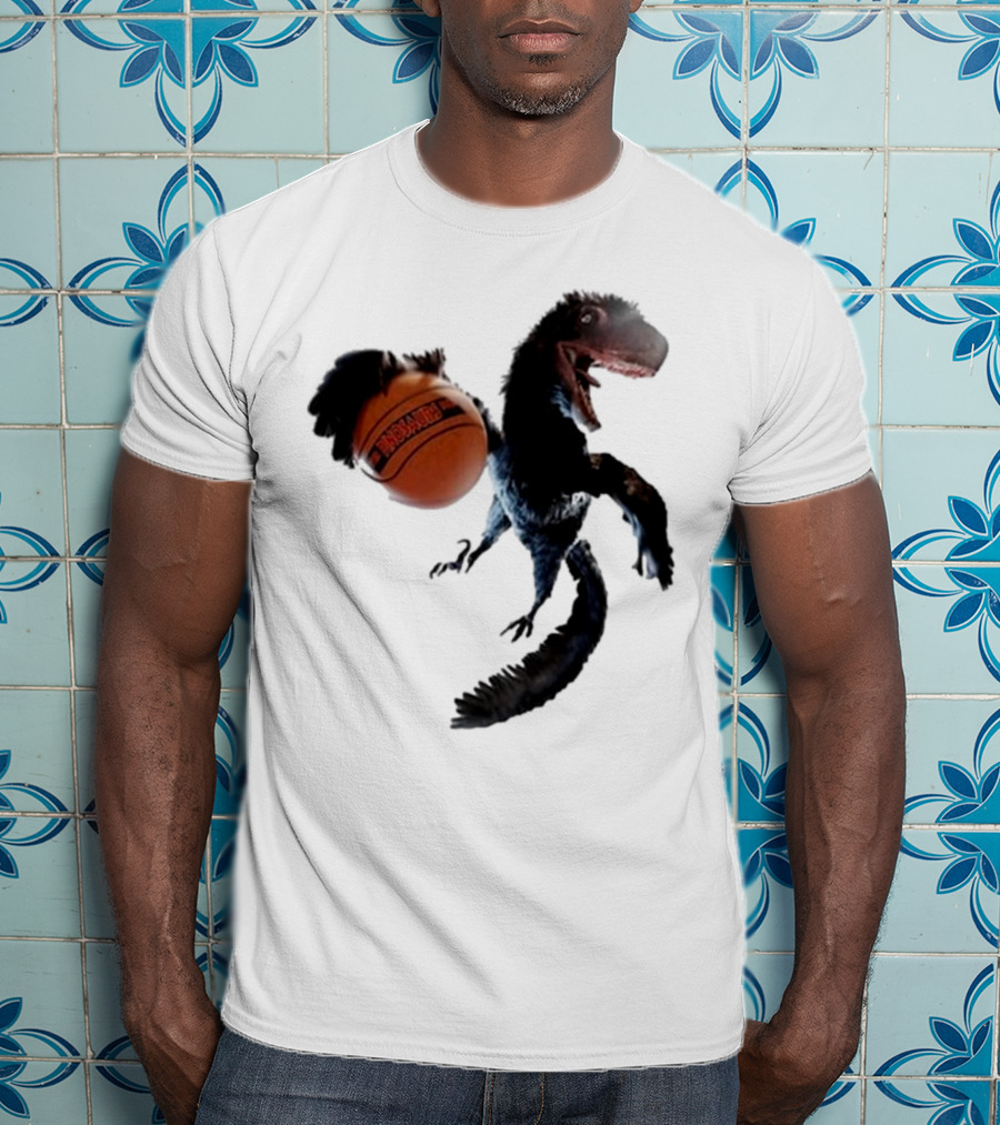 Coolioart Deinonychus Dinosaur With Spalding Basketball T-Shirt