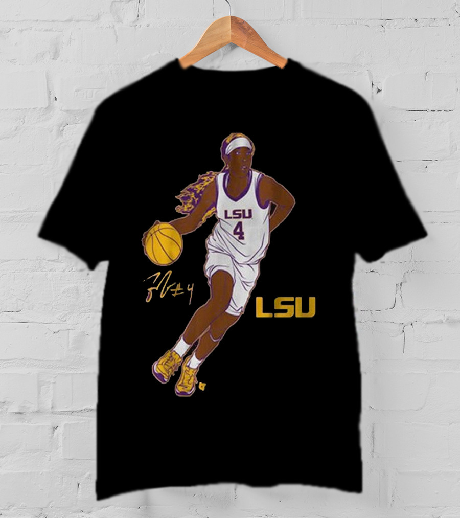 LSU Basketball Flau’jae Johnson Number 4 Superstar Pose T-Shirt