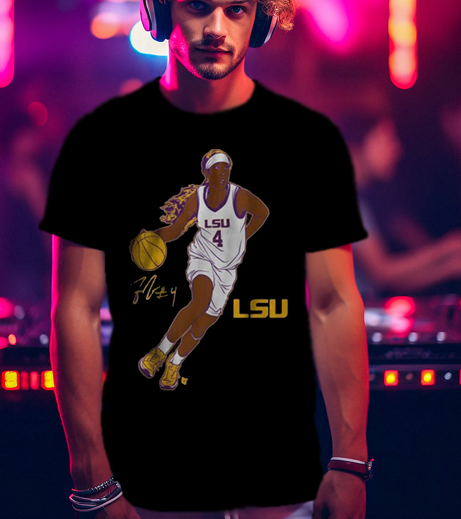 LSU Basketball Flau’jae Johnson Number 4 Superstar Pose T-Shirt