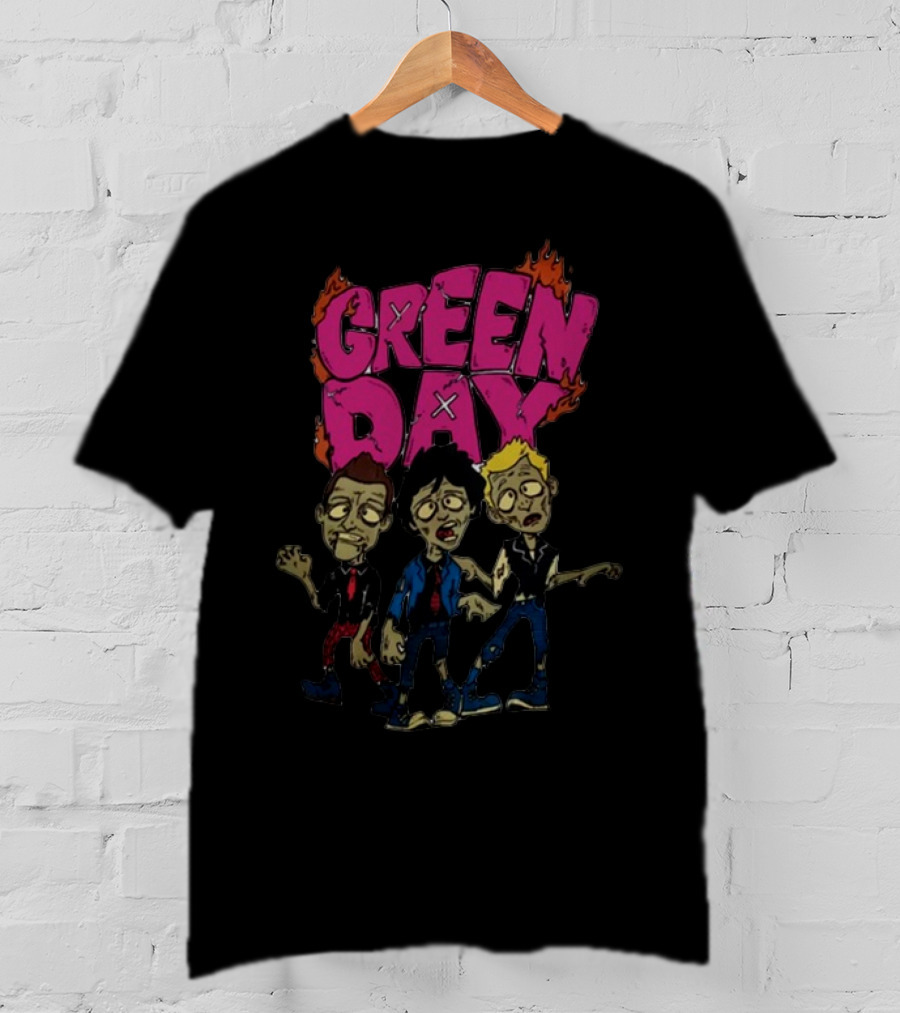 Green Day Cartoon Band Members The Saviors Tour T-Shirt
