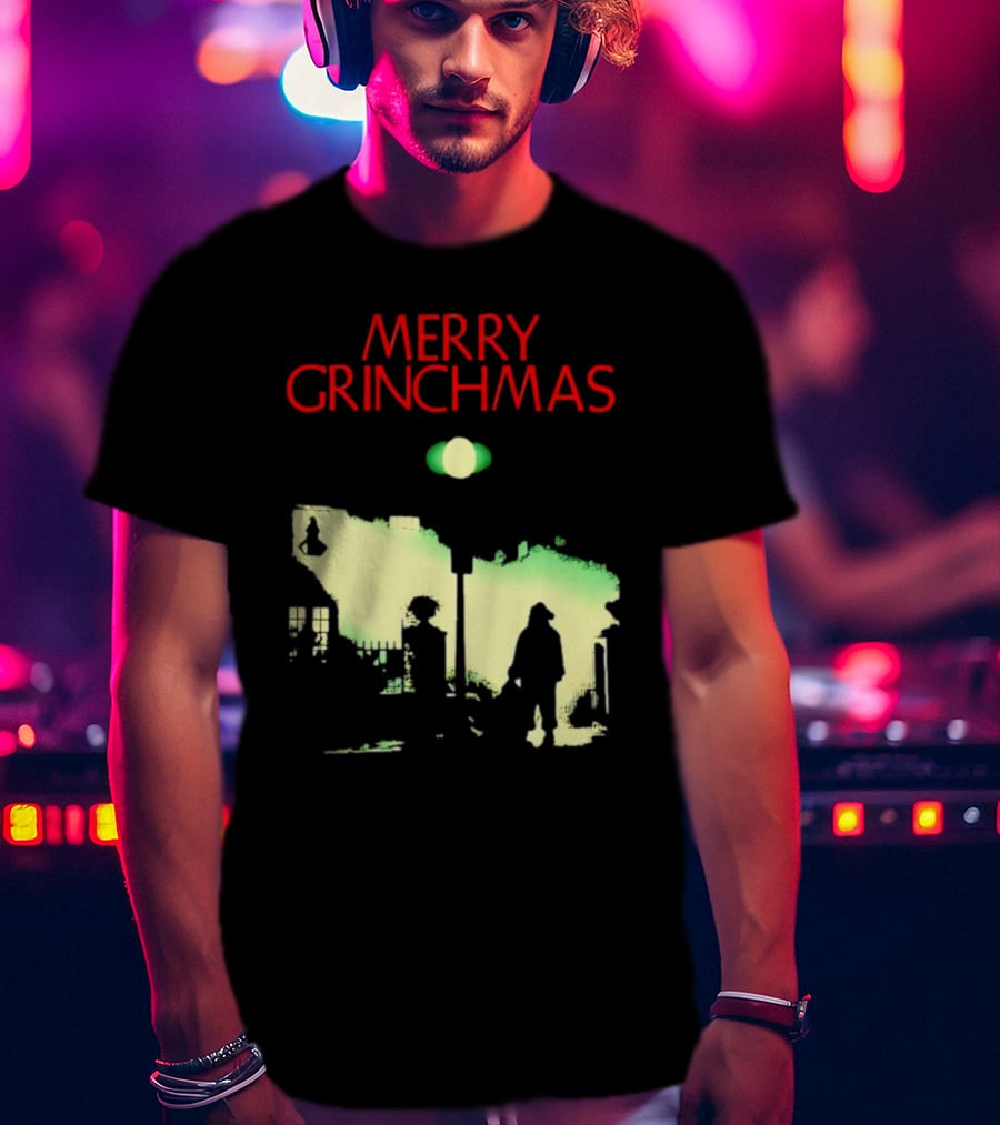 Merry Grinchmas Grinch X The Exorcist Silhouette Scene T-Shirt