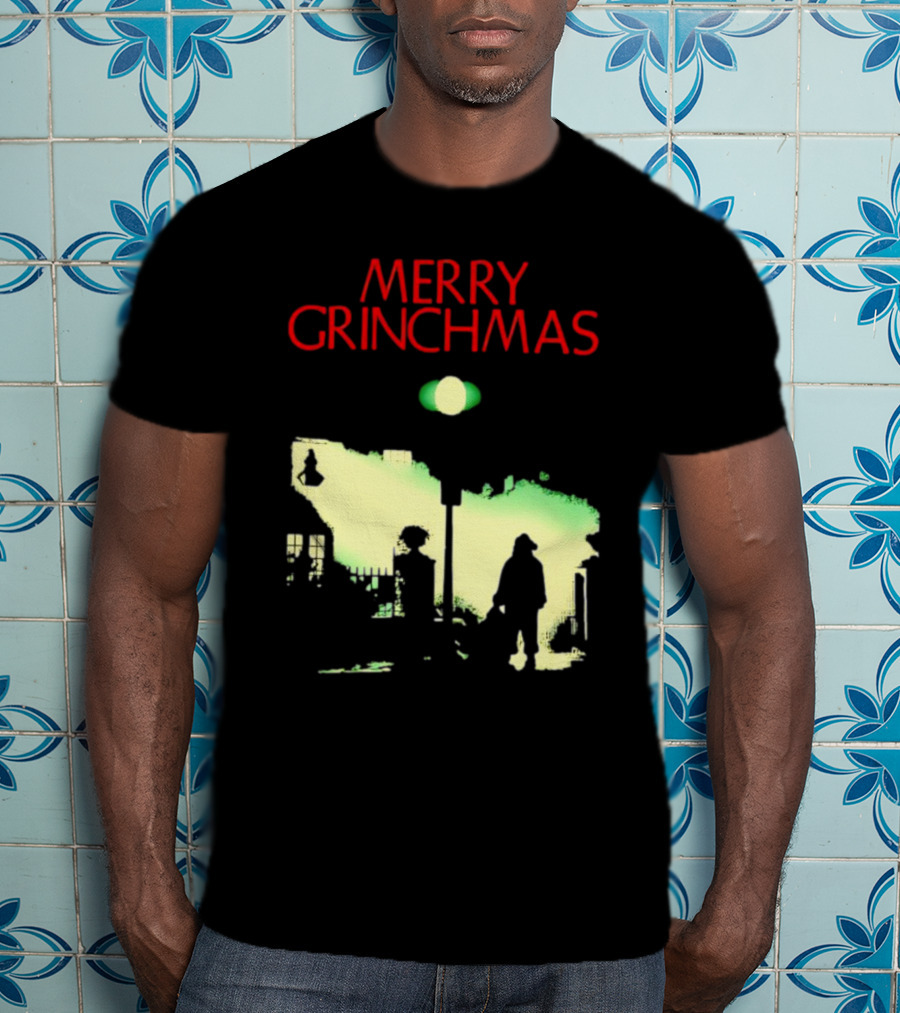 Merry Grinchmas Grinch X The Exorcist Silhouette Scene T-Shirt